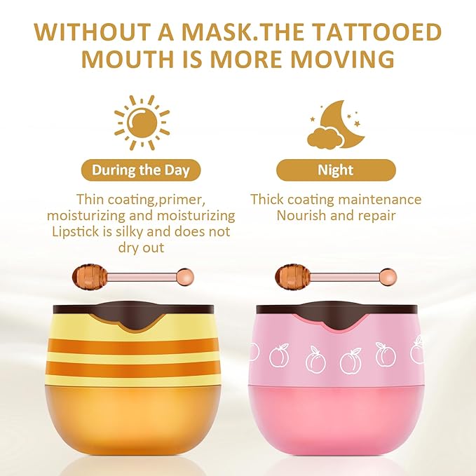 DMSKY 6 PCS Bee Lip Balm Honey Pot, Propolis Lip Mask Overnight, Moisturizing Hydrating Lip Sleeping Mask Prevention Dry and Cracked, Reduce Lip Lines-VivaGrace Women