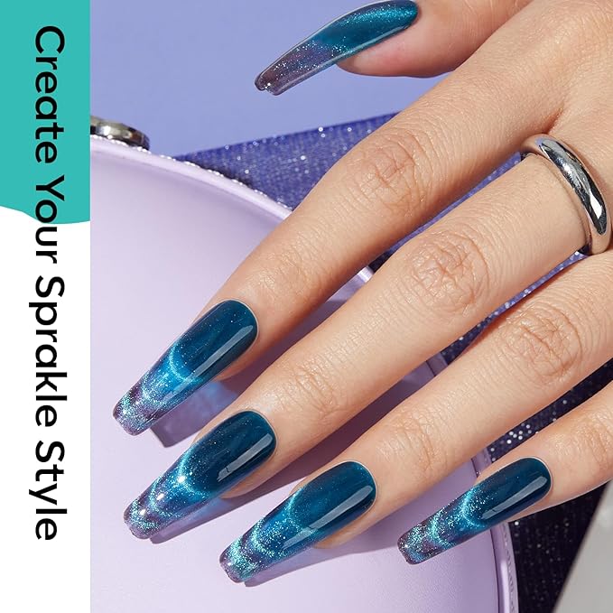 modelones Cat Eye Gel Nail Polish, 6 Colors Glitter Red Green Purple Blue Gel Polish Set with Magnet Sparkle Galaxy Series Nail Gel Polish Kit Soak Off Led Nail Art Manicure Salon DIY Gifts-VivaGrace Women