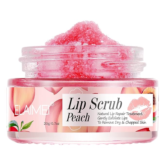 Lip Scrubs Exfoliator & Moisturizer, Lip Repair for Lush Soft Lips, Lip Moisturizer for Chapped Dry and Flaky Lips Treatment (Peach)-VivaGrace Women