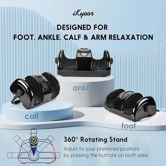 Shiatsu Foot Massager with Heat Deep Kneading Foot and Calf Leg Massager Machine for Relaxation, Muscle Pain Relief Massage (Black)-VivaGrace Women