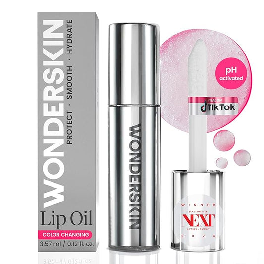 Wonderskin Lip Oil Rehab Serum - Color Changing Lip Oil from Clear to Pink - PH-activated, Non-sticky & Hydrating Tinted Serum for Dry Lips (Kissed)-VivaGrace Women