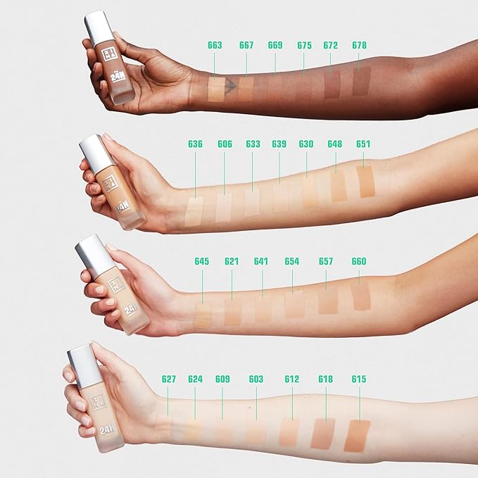 3INA The 24H Foundation 672-24H Long-Wearing Formula - Medium To High Buildable Coverage - Smooth Matte Finish - Expanded Shade Selection - Waterproof, Cruelty Free, Vegan Makeup - 1.01 Oz-VivaGrace Women
