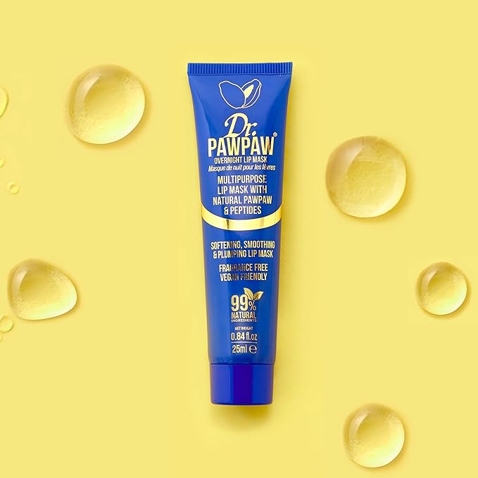 Overnight Lip Mask - Multi-Purpose Balm, Natural Pawpaw & Peptides Smooth Skin, Cracked Lips, Vegan, Ethical Beauty & Fregrance Free (25 ml)-VivaGrace Women