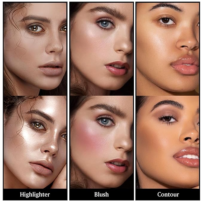 3Pcs Cream Contour Stick Makeup Kit - Cream Blush Stick Highlighter Stick Contour Bronzer Stick for Cheeks, Waterproof Long Lasting Blendable, Contour Stick Trio for Face Makeup (#01, 03, 04)-VivaGrace Women