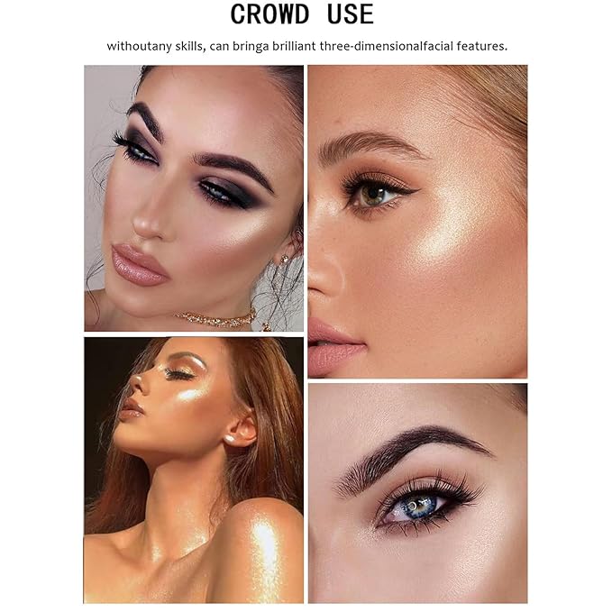 MEICOLY Baked Highlighter Powder Palette,Natural Face Highlighter Shimmer Powder,Long Lasting Glittery Highlighter Makeup Face Luminizer,03 Fairy Pink-VivaGrace Women