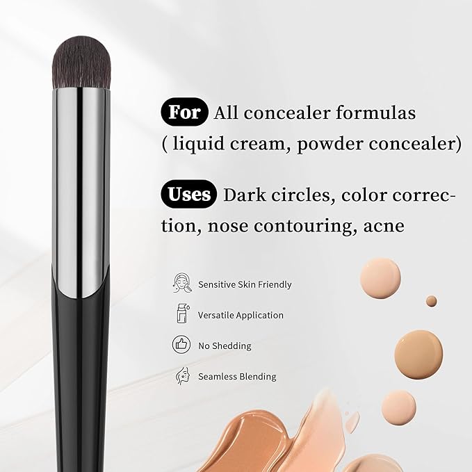 DUcare Tapered Small Concealer Brush Under Eye, Nose Contour Brush Mini Makeup Brushes Ideal for Liquid, Cream, and Powder Concealer(V03)-VivaGrace Women