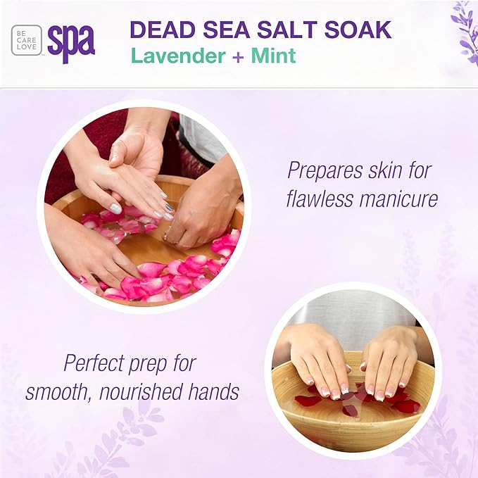 BCL SPA Dead Sea Salt Soak - Bath Salt with Organic Lavender + Mint, Shae Butter, Arnica, Aloe Vera Juice, Chamomile, Argan Oil & Jojoba Oil Skin Exfoliator- Home/Professional Use 16 fl oz-VivaGrace Women