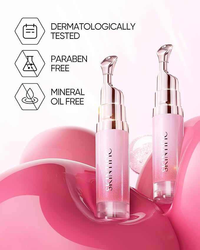 Hydrating Brightening Lip Serum, Nourishing Hydration Tinted Lip Stain, Plumping Lip Gloss with Polypeptide Squalane (02 Coral Rose)-VivaGrace Women