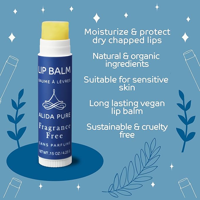 Fragrance Free Bulk Lip Balm Collection, Unscented Vegan Lip Balm, Bees Wax Free, Coconut Oil Free, Avocado Oil, Organic Jojoba Oil, Vitamin E, For Dry, Chapped, or Cracked Lips, 50 Tubes-VivaGrace Women