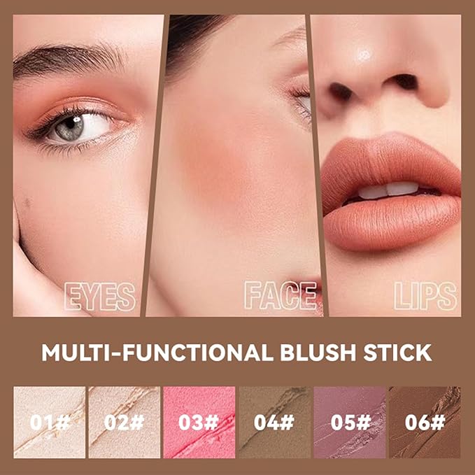 Highlighter Stick Cream Blush Stick Bronzer Contour Stick Makeup,3 PCS Cream Contour Kit with Contour Brush,Long Lasting & Professional Highlighters Makeup Stick for Beginner-Set B-VivaGrace Women