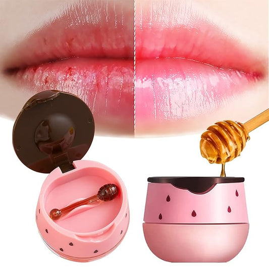 2PCS Lip Balm Honey Pot, Honey Pot Lip Balm for Dry Cracked Lips, Strawberry Lip Balm Scrubs Exfoliator & Moisturizer, Hydrating Lip Balm Honey Pot with Wand, Lip Sleeping Mask (B)-VivaGrace Women