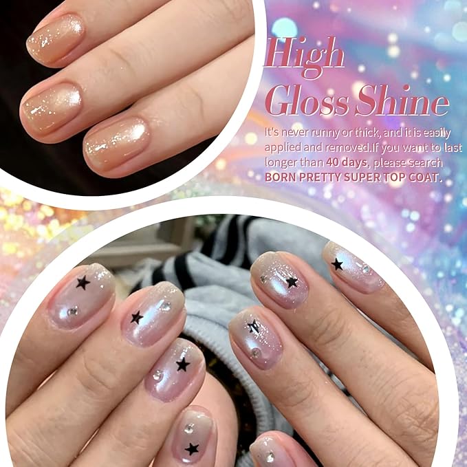 Born Pretty Magnetic Gel Nail Polish Pastel Cat Magnetic Eye Gel Polish Glitter Shimmer Auroras Magnetic Gel Nail Art Manicure Kit 6PCS-VivaGrace Women