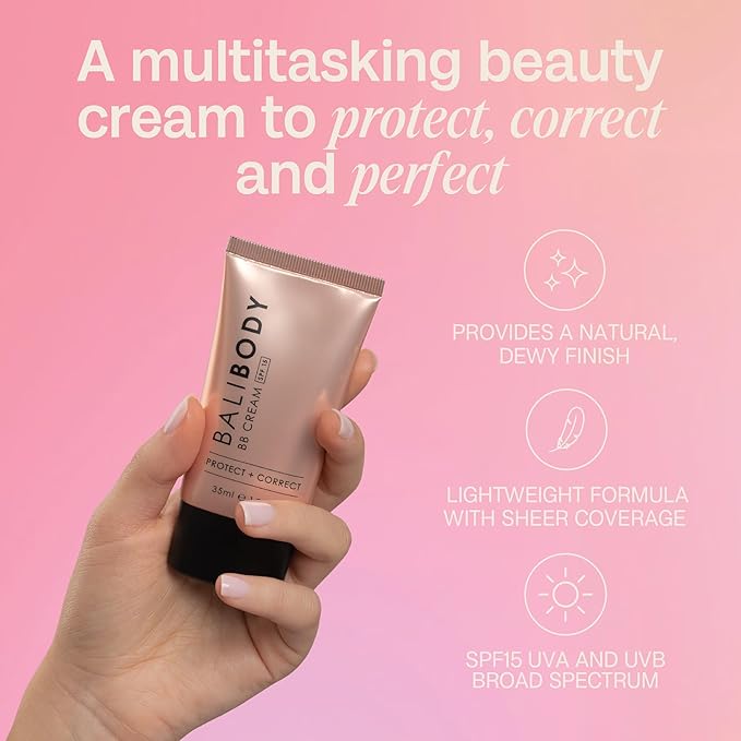 BALI BODY BB Cream SPF15 - Natural Shade | Tinted Sheer Face Cream with Hyaluronic Acid & Marine Collagen | Paraben Free, For All Skin Types | Vegan, Cruelty Free Australian Made (35 ml/1.2 fl oz)-VivaGrace Women
