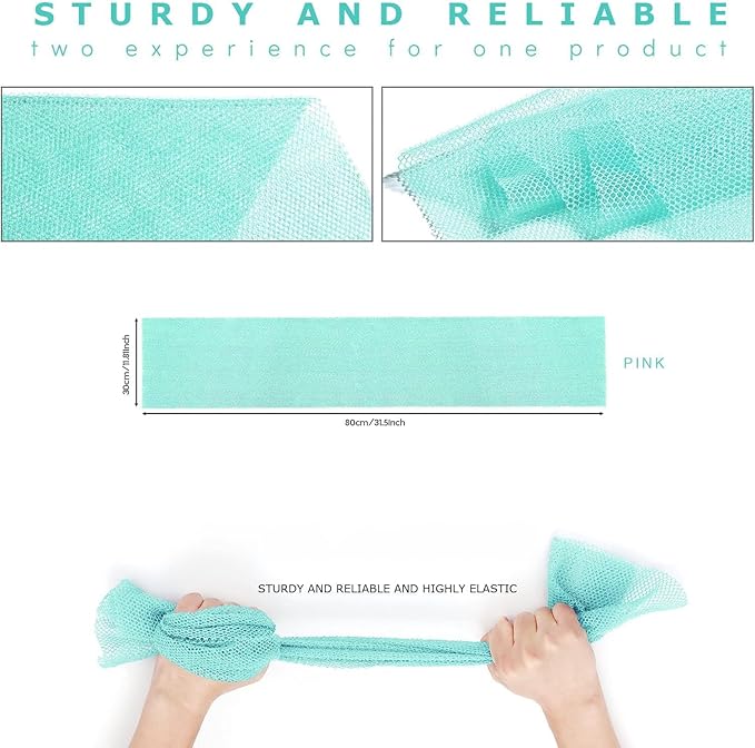 UJFQBH 2 Pieces African Bath Sponge African Net Long Net Bath Sponge Exfoliating Shower Body Scrubber Back Scrubber Skin Smoother,Great for Daily Use (Green)-VivaGrace Women