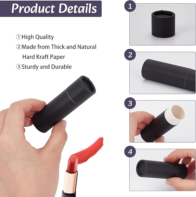 NICENEEDED 10 Pcs Kraft Paper Lipstick Tube, 0.6 Oz Paperboard Lip Balm Tubes, Cardboard Empty Deodorant Container Solid Perfume Tube Cosmetic Box for DIY Chapstick Deodorant Crayon-VivaGrace Women