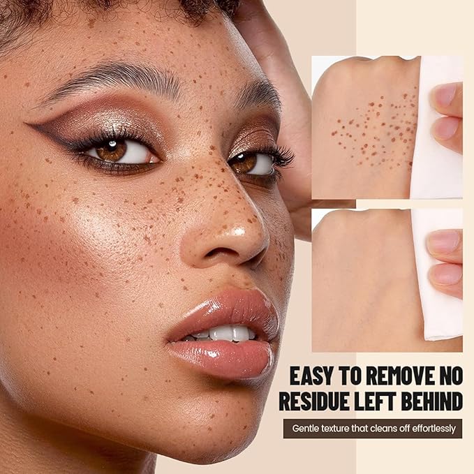 Freckle Stamp,Faux Freckle Stamp,Quick Dry Fake Freckles Pen,Waterproof Long Lasting Natural Vivid Faux Freckles Pen,Get Sun-Kissed Stars Makeup in One Press,5-Dot Design,04.Caramel.-VivaGrace Women