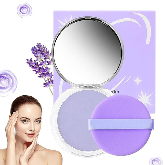 Chillab Lavender Matte Powder, Chillab Lavender Matte Powder Oil Control, Chillab Polvo Compacto with Mini Powder Puff, For Silky Blurring Oil Control Long-Lasting Makeup, Creates Soft -1PCS-VivaGrace Women