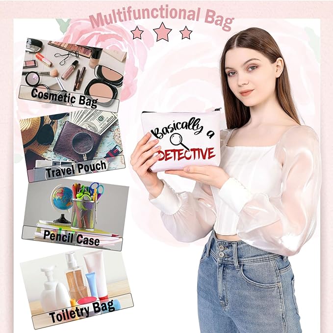 BDPWSS Basically A Detective Makeup Bag True Crime Gift True Crime Junkie Gift True Crime Lovers Gift True Crime Podcast Gift (basically detective)-VivaGrace Women