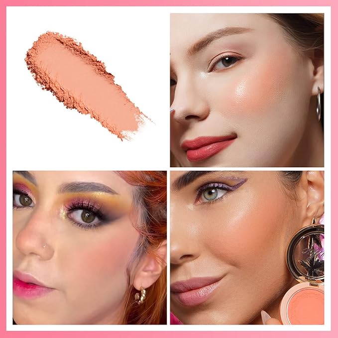 OULAC Blush Makeup Fair Skin| Highly Pigmented Powery Blush| Natural Matte Glow| Shape & Highlight Face| Cruelty-Free Blush with Rose Oil| 4.8g 16 Summer Time-VivaGrace Women
