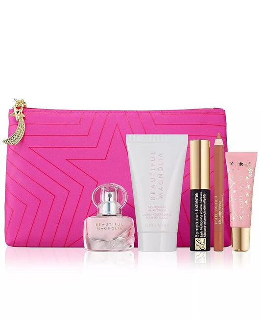 Estee Lauder 6-PC Beautiful Magnolia Perfume Spray, Hand Cream, Lip Gloss, Liner, Mascara Gift Set-VivaGrace Women