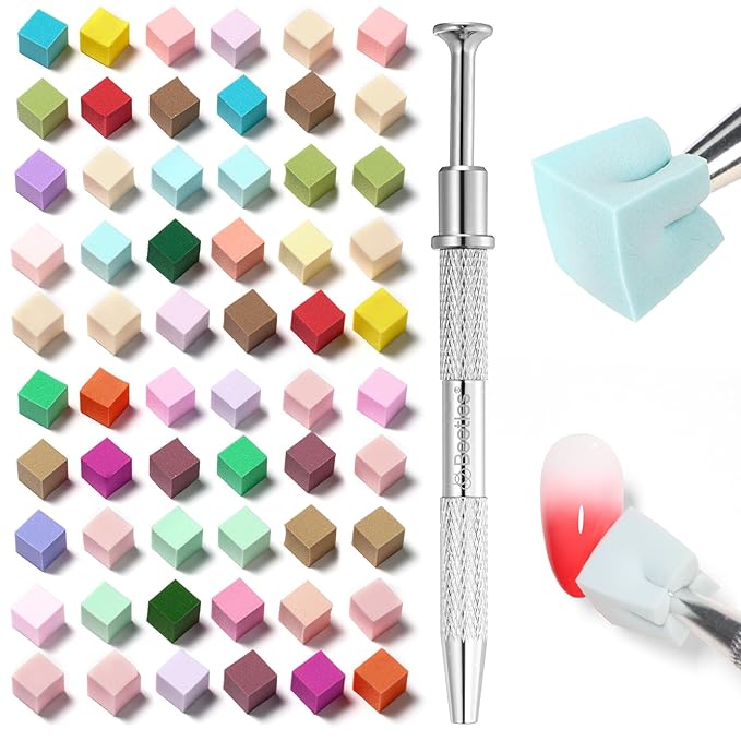 Beetles Gel Polish Soft Nail Sponges for Ombre, 88Pcs Large Size Nail Art Sponges With Grabbing Pen, Ombre Nail Brush to Creat Color Gradient Effect, Manicure Nail Art Tools for Nail Art Design-VivaGrace Women