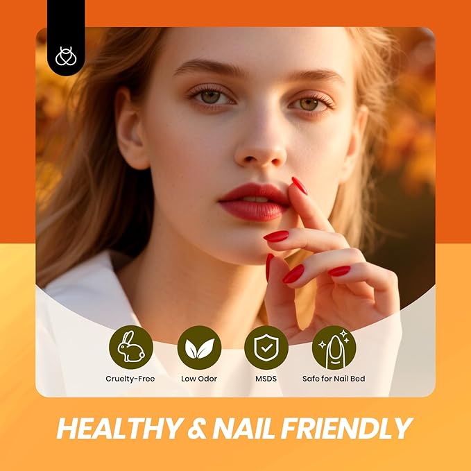 Beetles Jelly Gel Nail Polish Set - 6 Colors Yellow Orange Burgundy Red Purple Green Fall Gel Polish Kit Sheer Translucent Effect Soak off UV Nail Art Autumn Prism Series Manicure Gift for Women-VivaGrace Women