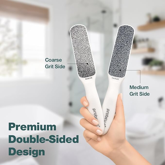 Probelle Double Sided Multidirectional Nickel Foot File Callus Remover - Immediately Reduces calluses and Corns to Powder for Instant Results, Safe Tool (White)-VivaGrace Women