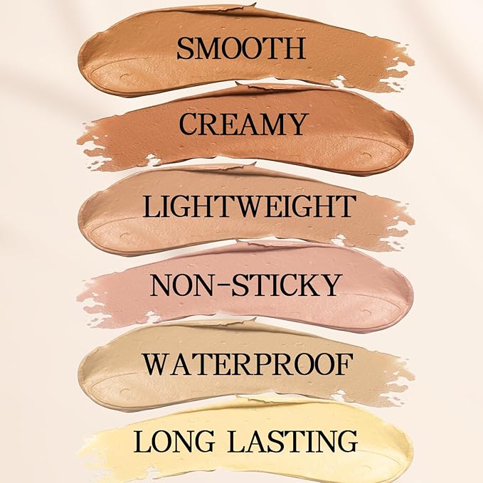 6 Colors Concealer Palette with Brush,Full Coverage,Cream Contouring Makeup Kit,Corrects Dark Circles Red Marks Scars-VivaGrace Women