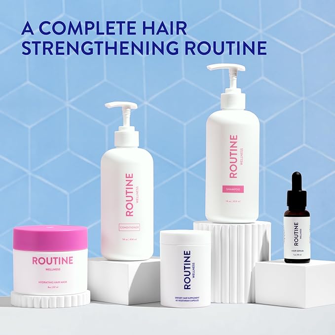 Routine Wellness Shampoo and Conditioner Set and Hair Serum for Thinning Hair - DHT Blocker Women & Men - Color Safe Shampoo for Hair Loss & Hair Growth - Unscented Set + Serum-VivaGrace Women
