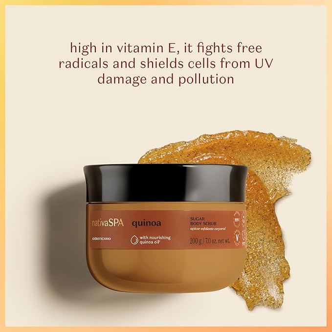 Nativa SPA by O Boticário Quinoa Sugar Body Scrub, Gentle Exfoliation & Skin Firmness Foot & Body Scrub, 7 Ounce-VivaGrace Women