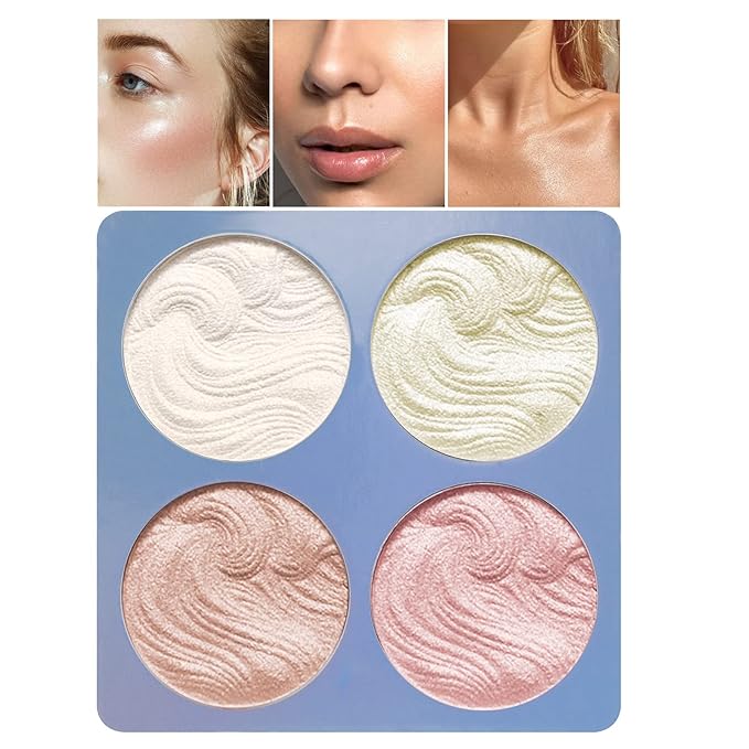 Boobeen Highlighter Makeup Highlighter Palette Powder Shimmer Highlighter Makeup Facial Illuminator Bronzer Palette Waterproof Long Lasting-VivaGrace Women