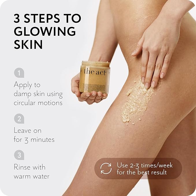 THE ACT Sugar Exfoliating Body Scrub – Natural Body Polish for Smooth Skin – Gentle Skin Care with Shea, Almond, Macadamia, Green Coffee, Vegan – Self Care Gift for Women-VivaGrace Women
