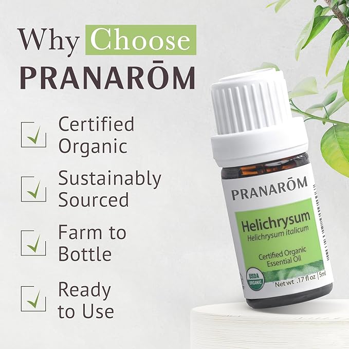 Pranarom USDA Certified Organic Helichrysum Essential Oil (5ml), 100% Pure Natural Therapeutic Grade for Skincare, Lotions, Aromatherapy, Diffusion, and Wellness-VivaGrace Women