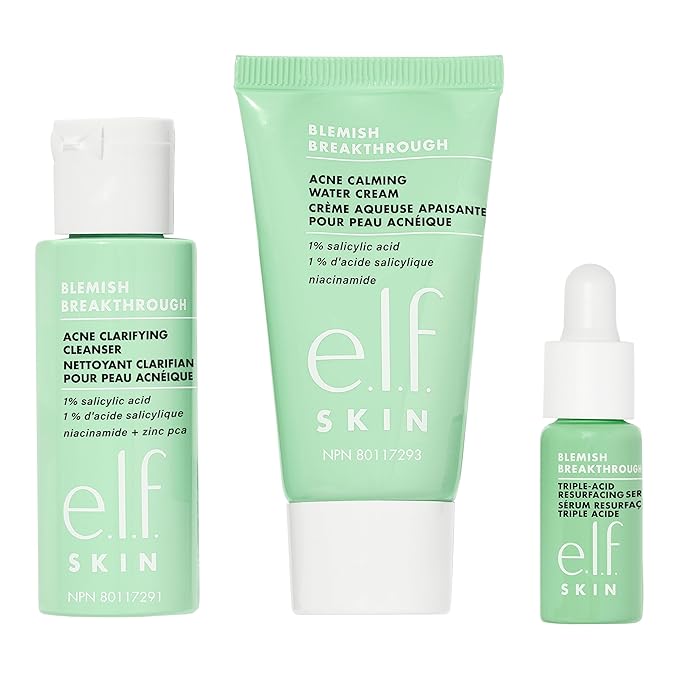 e.l.f. SKIN Blemish Breakthrough Blemish Control Basics Kit, Travel-Size Acne Skincare Routine, Cleanser, Serum & Moisturizer, Vegan & Cruelty-Free-VivaGrace Women