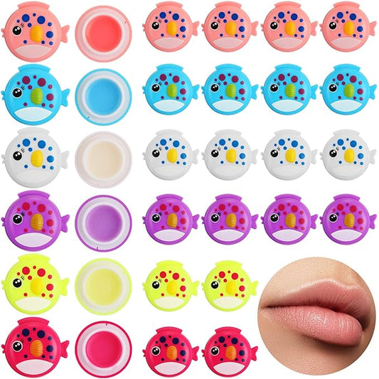 30 Pcs Fish Shape Lip Balm Under the Sea Party Favors Kids Fruit Flavored Lip Balm Ocean Party Favors Classroom Gift Exchange for Children Girls Women Men Students-VivaGrace Women