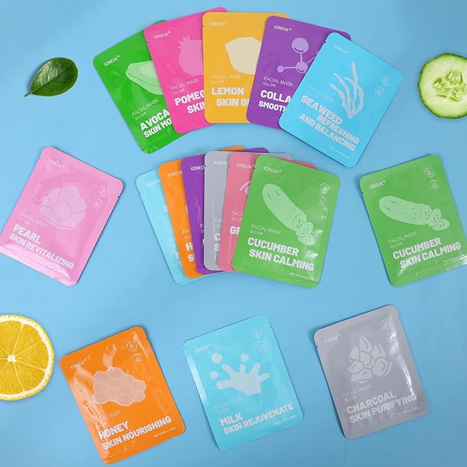 72 Pack Collagen Face Masks Skincare Set for Women, Hydrating & Moisturizing Face Mask for Skin Care, Bulk Sheet Face Masks for All Skin Types, Spa Party Gifts for Women-VivaGrace Women