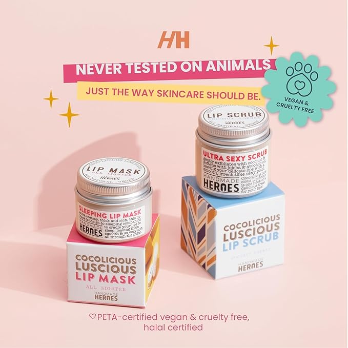 Handmade Heroes 100% Natural Coconut Lip Exfoliator & Lip Mask Gift Set - Gentle Exfoliant Sugar Lip Polish & Moisturizer for Chapped & Dry Lips-VivaGrace Women