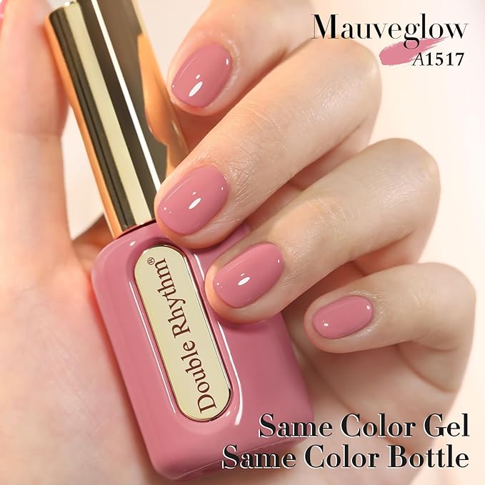 Double Rhythm 0.50 OZ Gel Polish Hema Free Same Color Same Bottle Golden Round Translucent Neutral Natural Milky 15 ML Jelly UV Polish Art DIY at Home (Coral Pink-C1517)