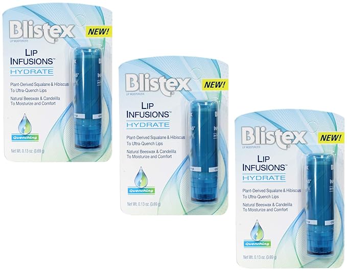 Blistex Lip Infusions Hydrate Lip Moisturizer 0.13 Ounce (3 Pack)-VivaGrace Women