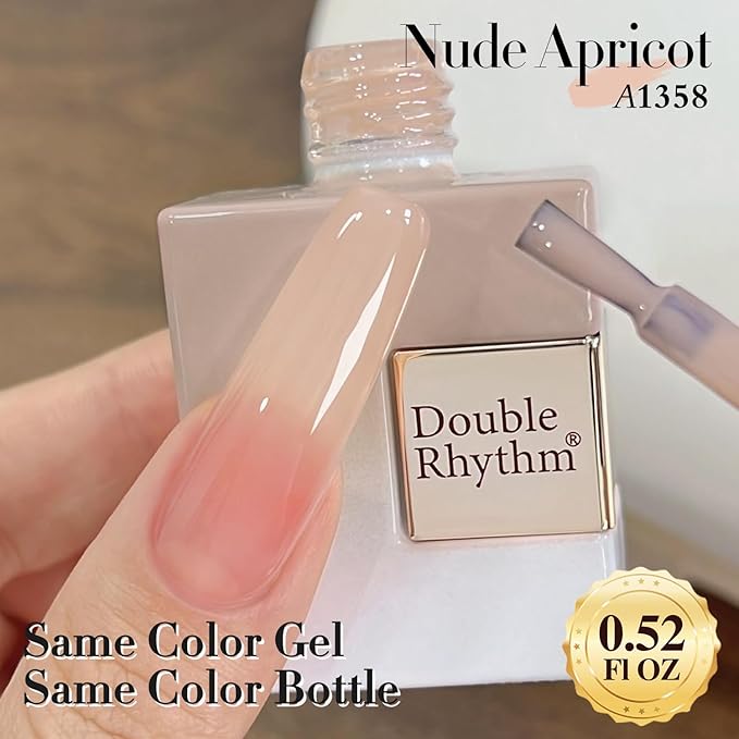 Double Rhythm 0.5Oz Translucent Gel Polish Sheer Neutral Natural Light Milky Same Color Same Bottle 15ML Jelly Gel Polish Art DIY at Home (Milky Nude-A1358)-VivaGrace Women