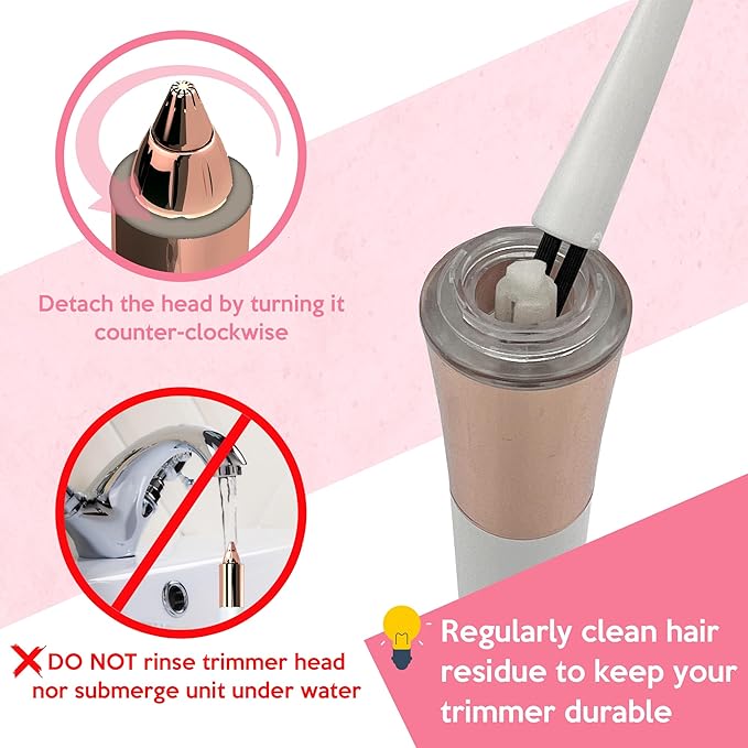 Portable Eyebrow Hair Remover for Women – Painless, Fast & Precise Flawless Electric Razor & Epilator for Eyebrow, Nose, Ear Hair Removal – 18K Gold-Plated, 360° LED Light-VivaGrace Women
