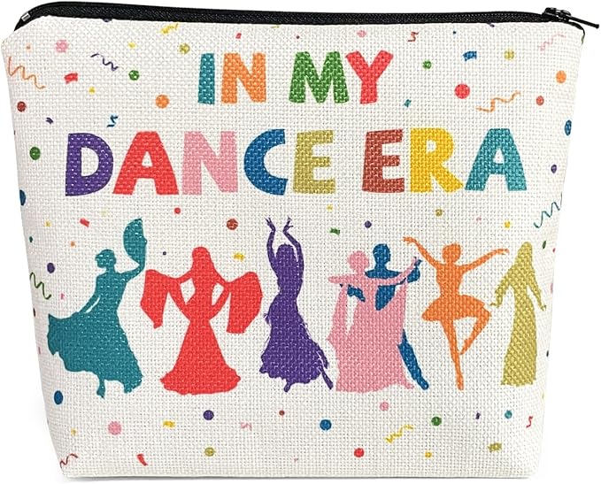 My Dance Era Canvas Zipper Cosmetic Bag, Small Makeup Bag for Women, Friends, Daughter, Sister for Dancers, Dancer Birthday Gifts for Girls (White)-VivaGrace Women
