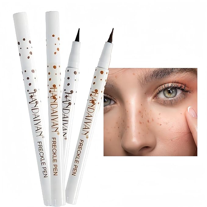 Freckle Pen 2 Colors, Natural Lifelike Freckle Makeup Pen Magic Freckle Color,Waterproof Longlasting Soft Dot Sopt Pen,for Natural Effortless Sunkissed Makeup-Light Brown&Natural Coffee-VivaGrace Women