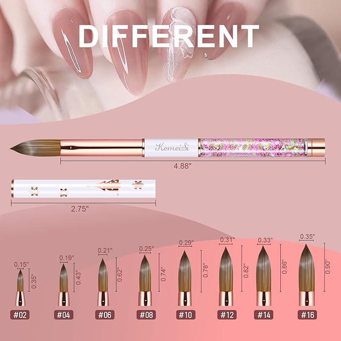 Acrylic Nail Brush Size 14,KEMEISI 100% Pure Kolinsky Nail Art Brushes Sturdy Handle Oval Shaped Acrylic Powder Nail Design Tools for Professional Manicure DIY Home Salon (White)-VivaGrace Women