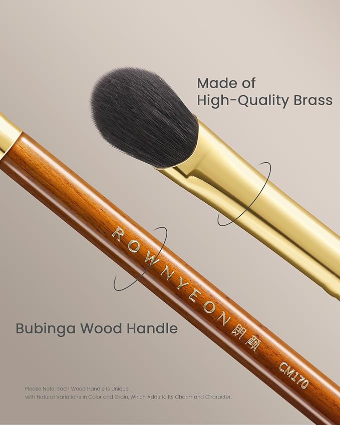 CM 170 & 171 Desert Oak Series Thumb Eyeshadow Brush DUO Set - Large & Small, Curved Finger Contour for Lid & Crease, Premium Goat Hair & Bubinga Handle, Perfect Pair for Blending, Shimmer & Detail-VivaGrace Women