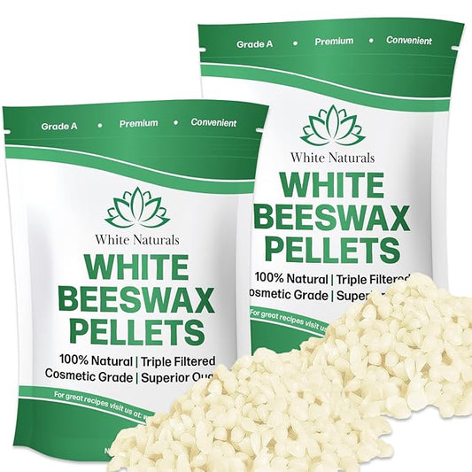 White Beeswax Pellets 2lb (1lb in Each Bag), Pure, Natural, Cosmetic Grade, Organic, Bees Wax Pastilles, 3X Filtered, Great For Soap Making, Candles, DIY Lip Balms, Sunscreen By White Naturals-VivaGrace Women