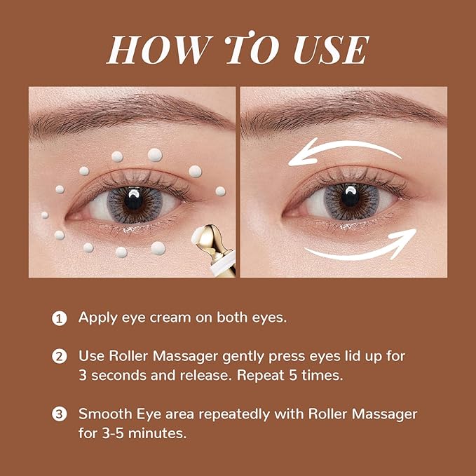 ANAI RUI Caffeine Eye Cream, Niacinamide Eye Cream for Dark Circles and Puffiness, Anti Aging & Friming Eye Cream with Eye Roller, Caffeine Under Eye Cream for Puffy Eyes, Bag Treatment 0.5 FL.OZ-VivaGrace Women