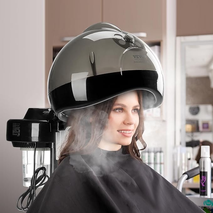 VEVOR Professional Hair Steamer for Deep Conditioning, 11.81-inch Hooded Ionic Hair Steamer with 2 Modes, Height-Adjustable Standing Hair Steamer with Timer, 5 Wheels (2 Lockable) for Salon Home Spa-VivaGrace Women