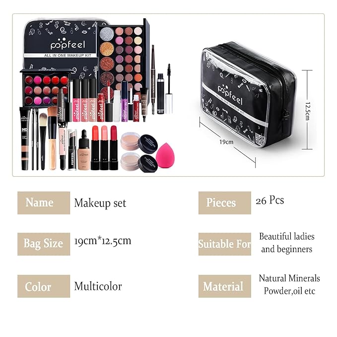 Makeup Kit for Women Full Kit, 26PCS Multi-Purpose Makeup Kit All-in-One Makeup Gift Set Makeup Essential Starter Kit, Compact and Lightweight Design for Girls, Women-VivaGrace Women