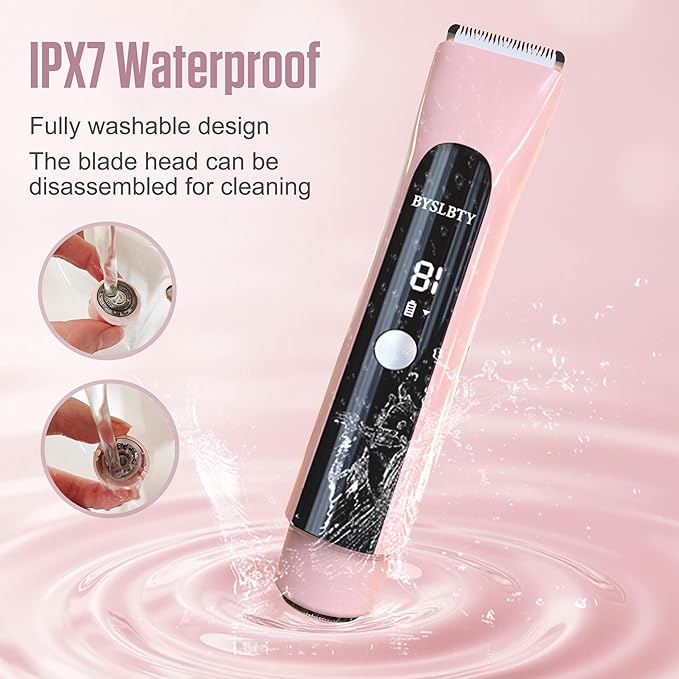2 in 1 Bikini Trimmer for Women Dual Head Electric Shaver with LED Display,IPX7 Waterproof Wet & Dry, Painless Shaver for Underarm Leg Arm Body Face Private Area Pink-VivaGrace Women